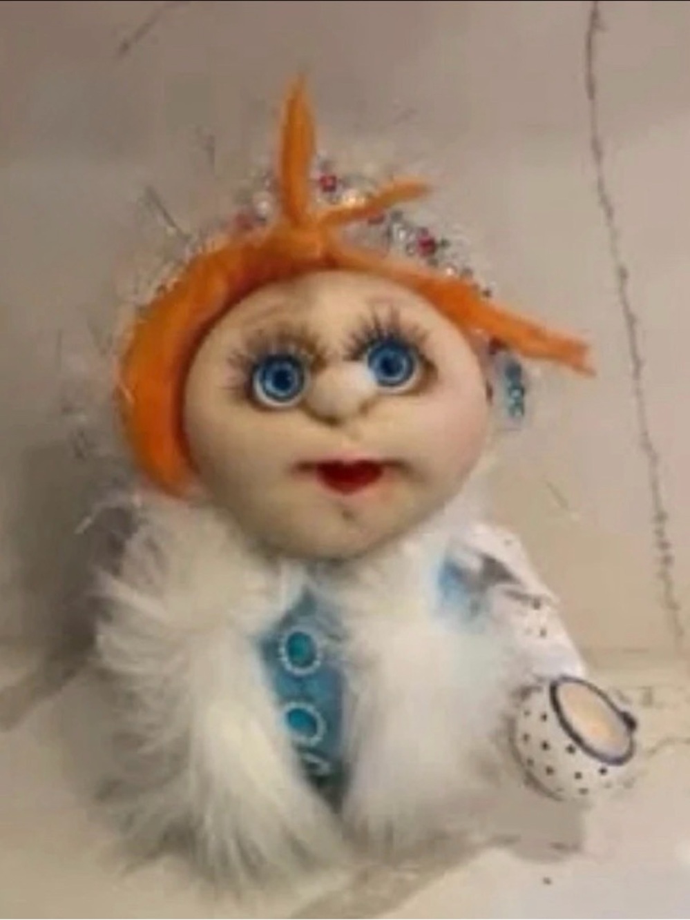 Anna Phroog Unfamiliar Art Handmade 9" Soft Sculpture Doll Orange Hair Plush